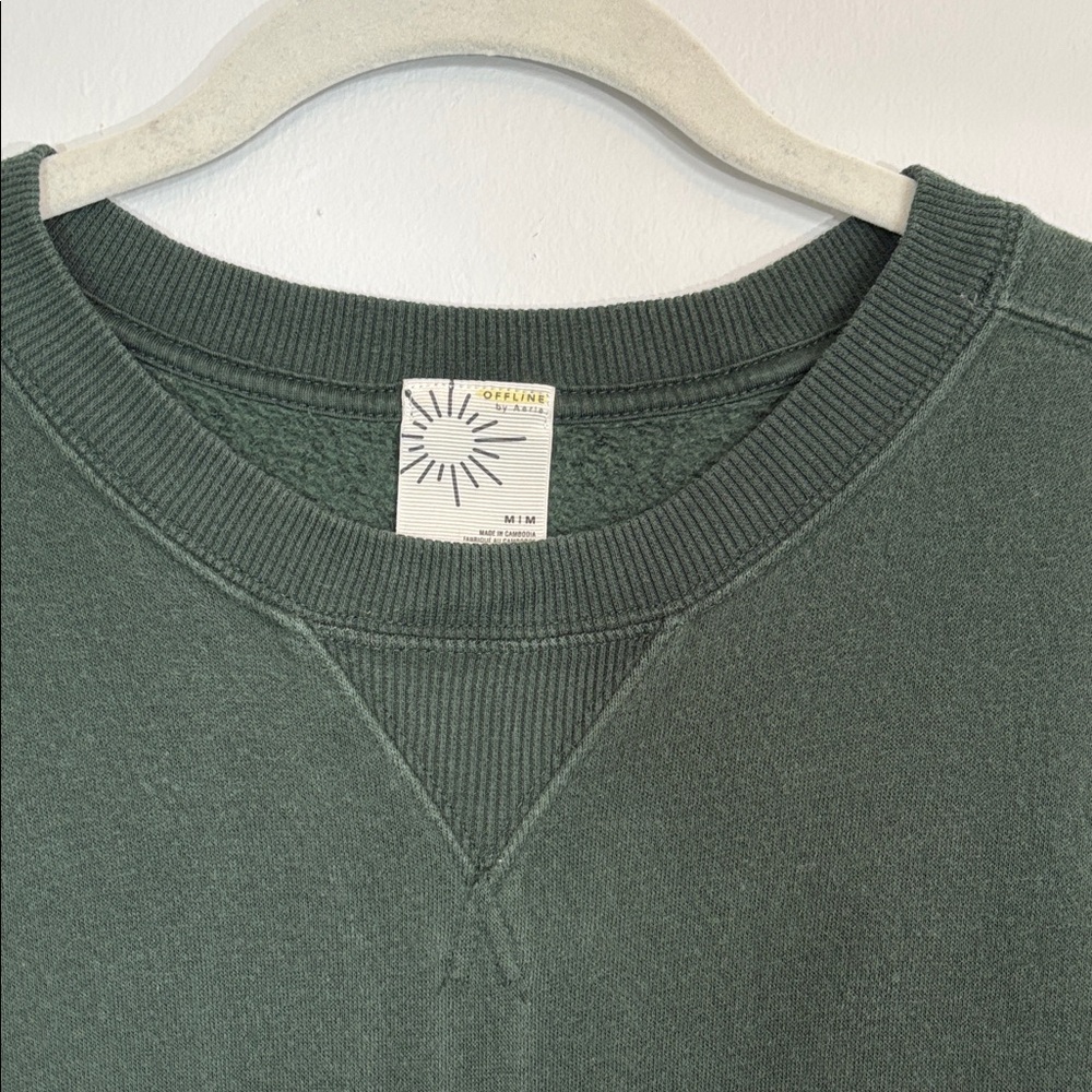 Aerie Offline Forest Green Crewneck Sweatshirt - Picture 2 of 9